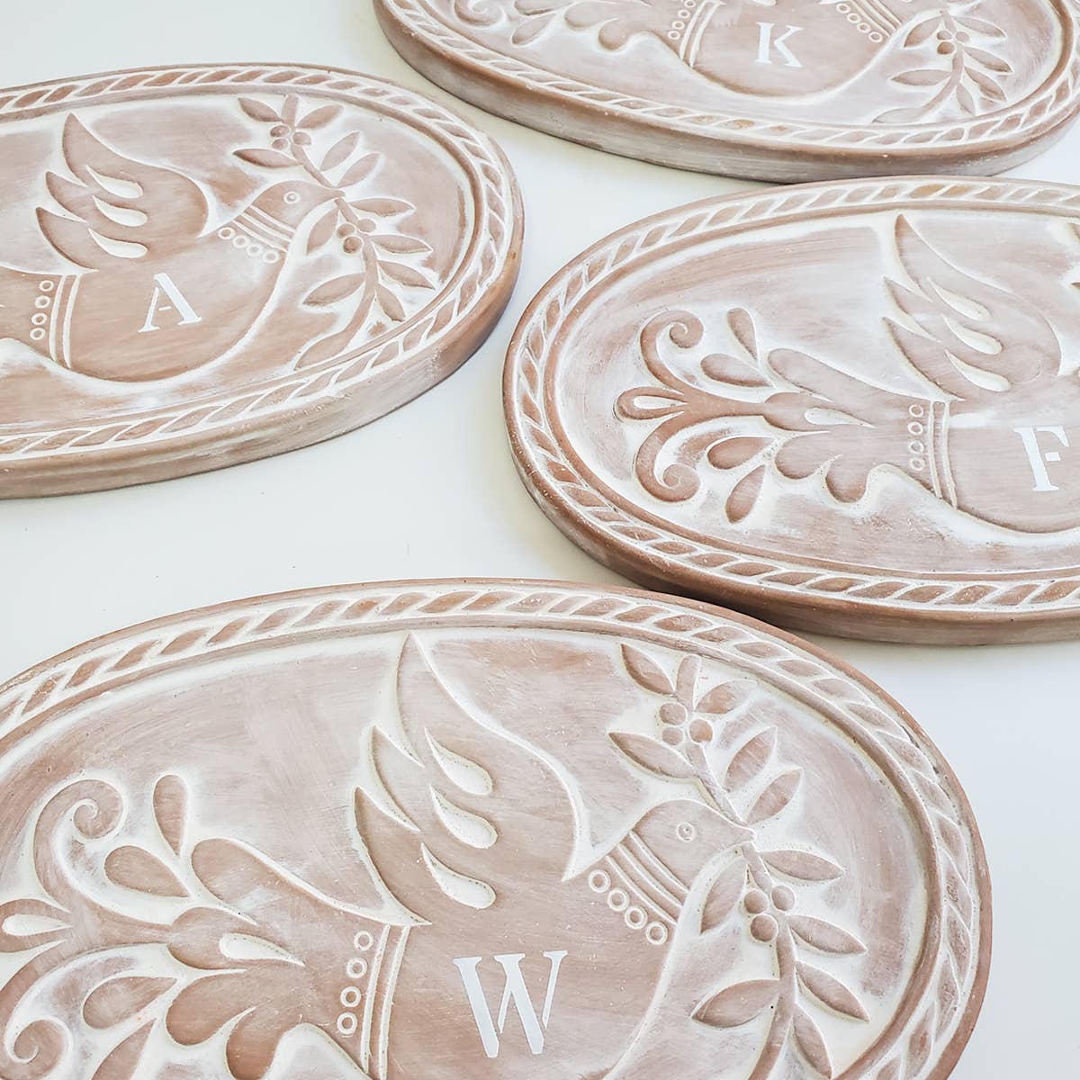 Monogrammed Bread Warmer & Wicker Basket - Bird Oval