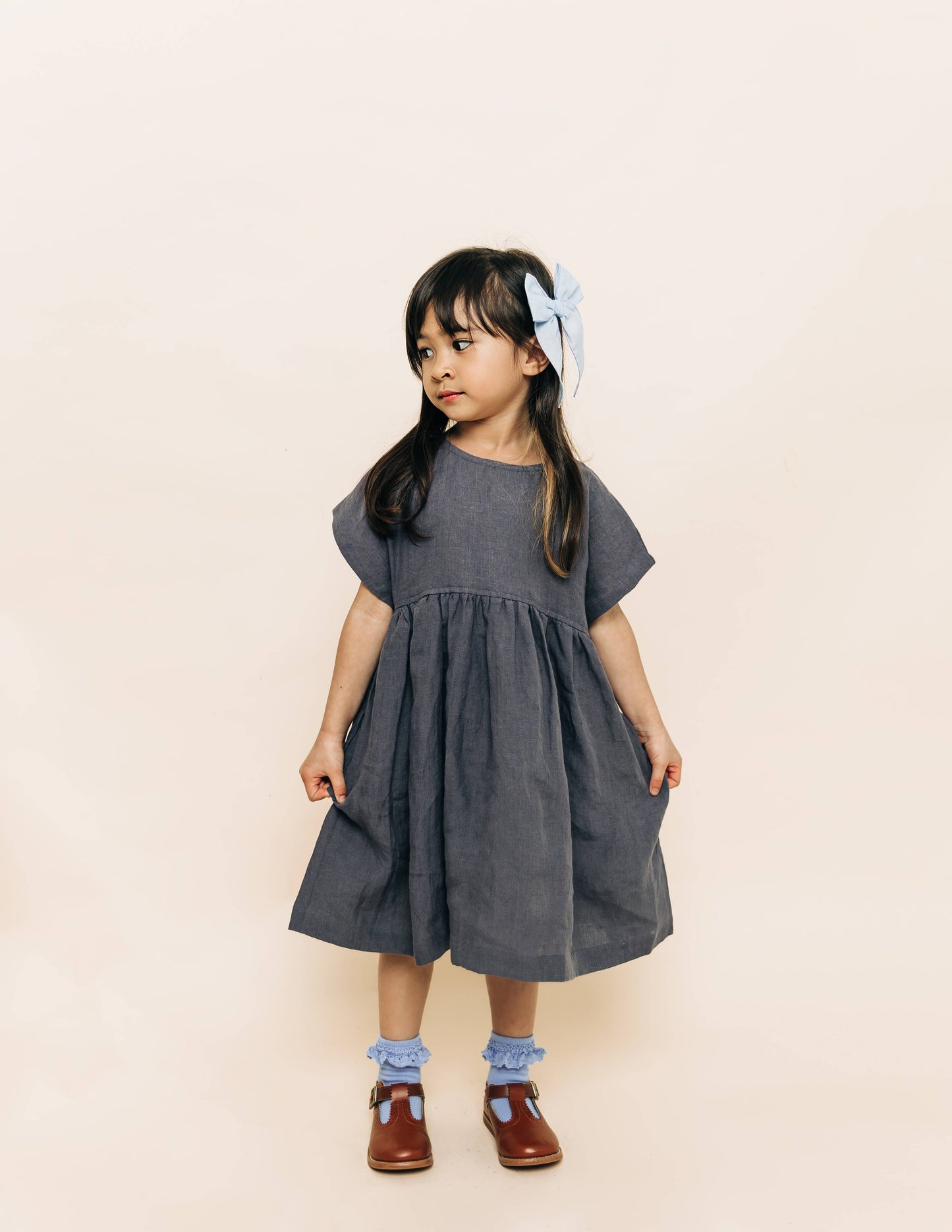 Linen Girl Dress: Mauve / 5T