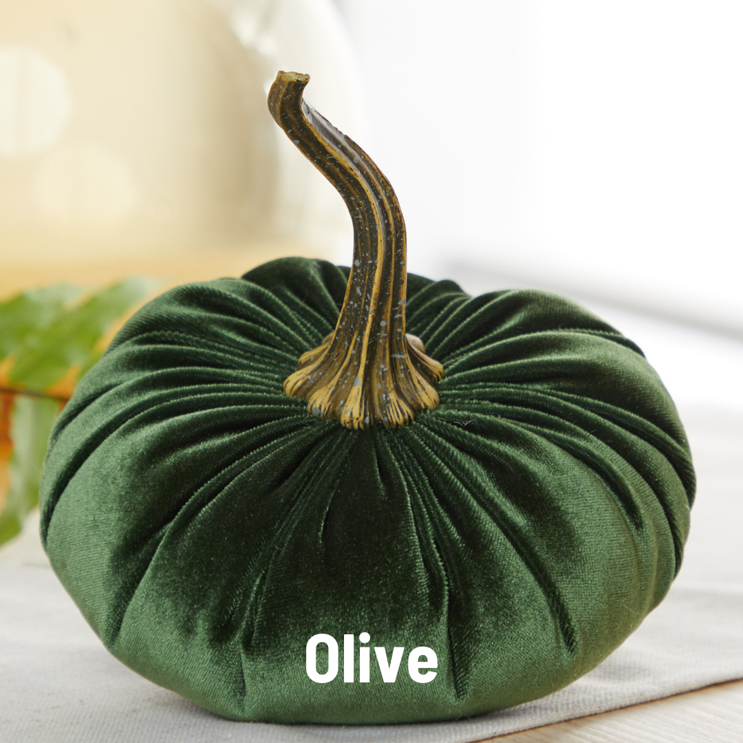 Your Heart's Content - USA Made - Pumpkin Large Velvet, Fall Decor: Luxe Clover Green