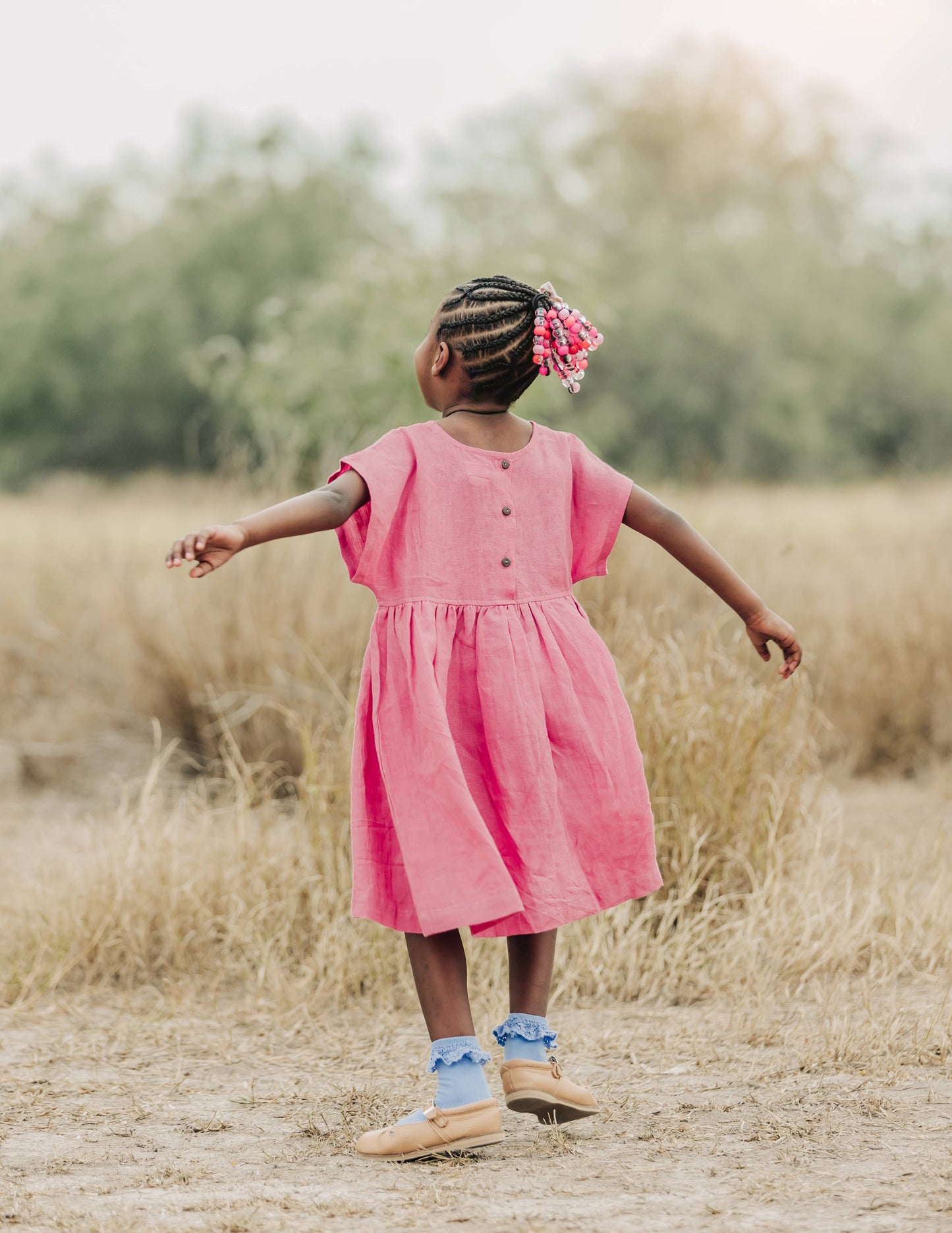 Linen Girl Dress: Mauve / 5T