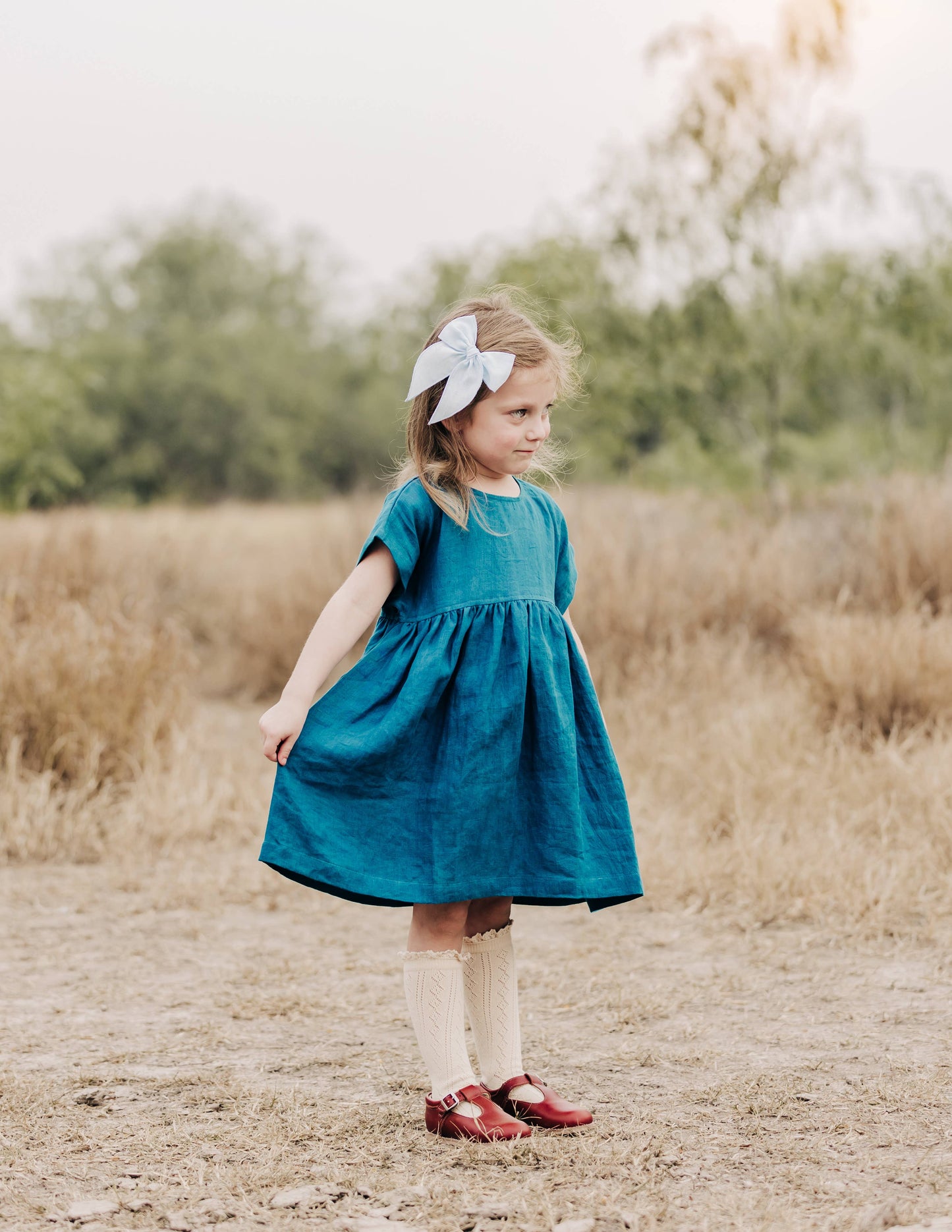 Linen Girl Dress: Mauve / 5T