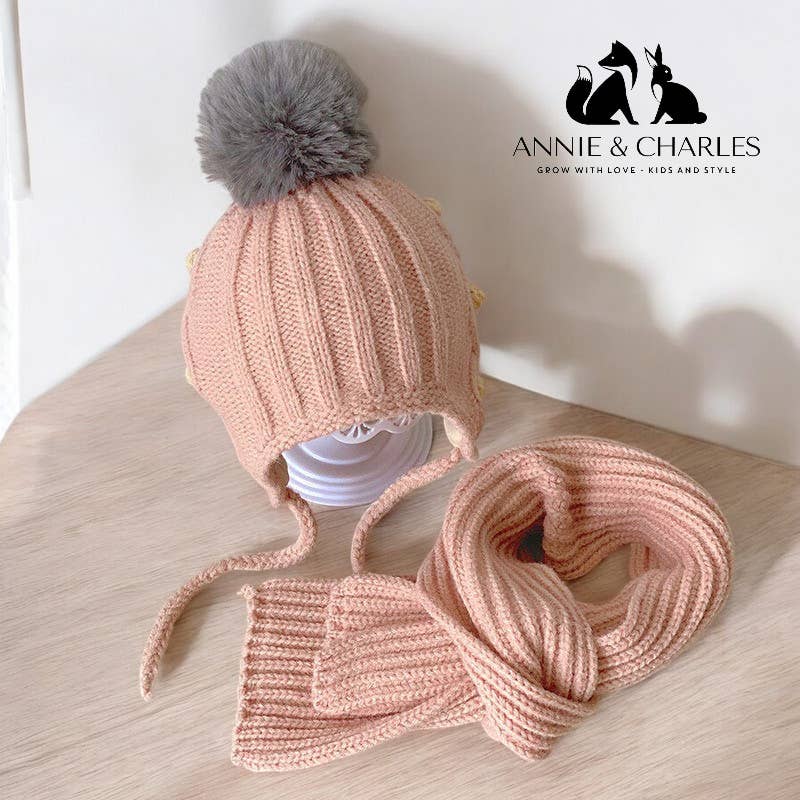 Annie & Charles® set children's hat with scarf: Brown