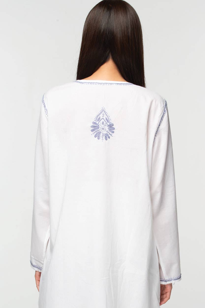 Divya White & Lavender Tunic: Medium