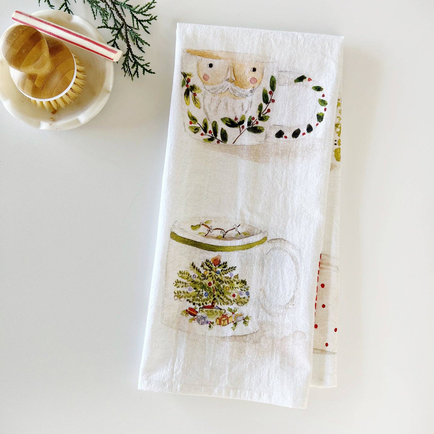 Emily Lex - Christmas mugs tea towel
