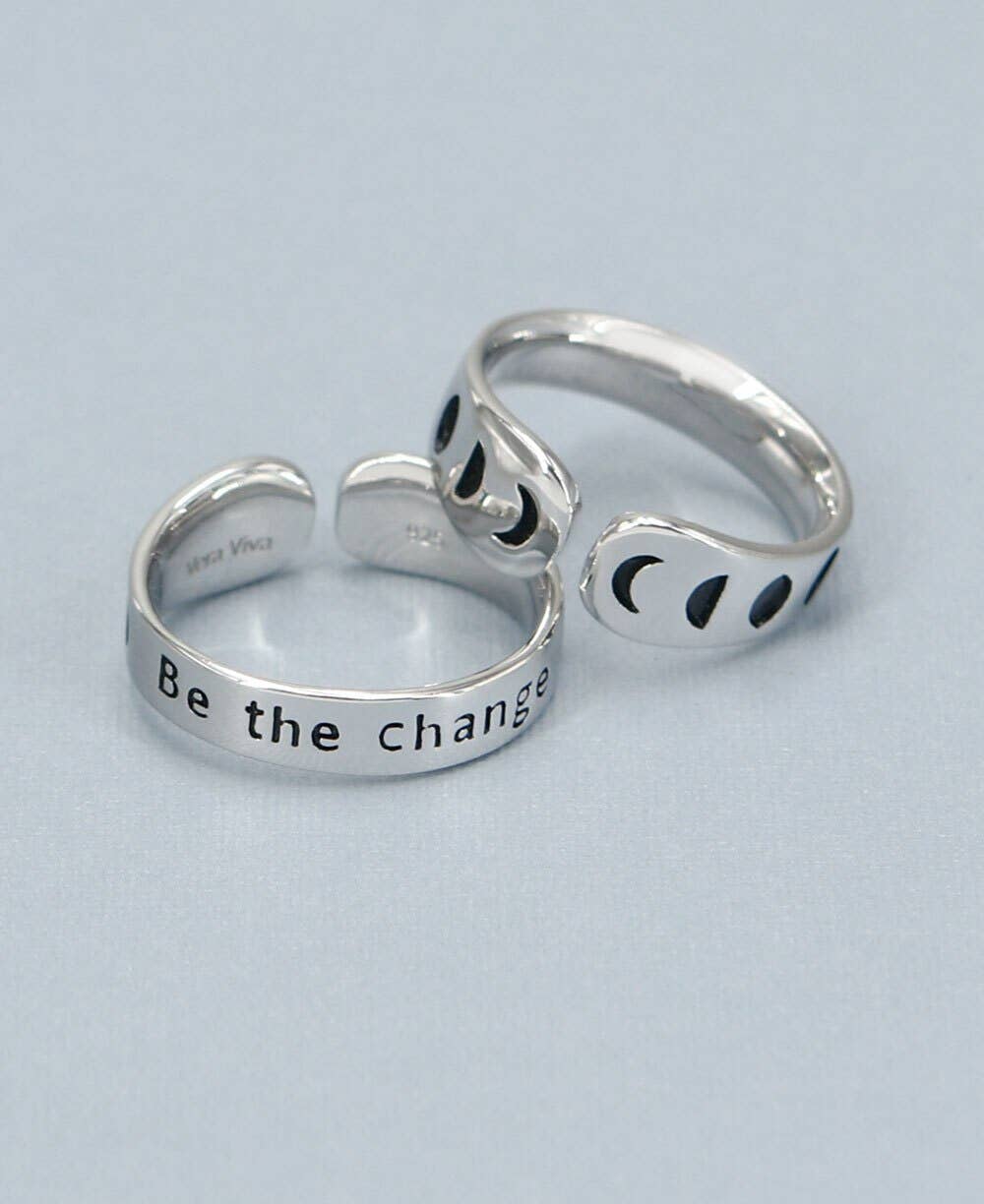 Be The Change Moon Phase Inspirational Sterling Silver Ring