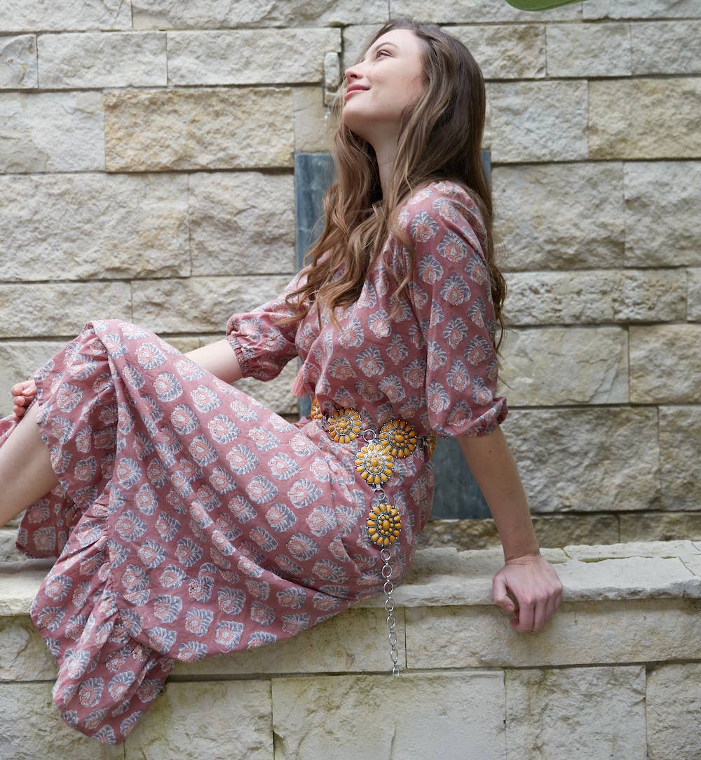 Block Printed Cotton Dress (Kaishori): L