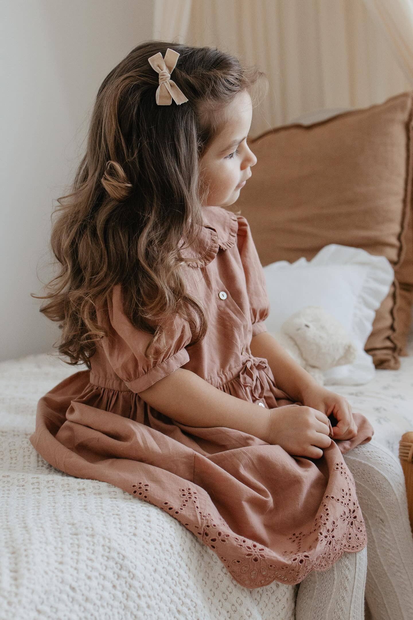 Aurora | Ruffle Collar Cotton Dress | Chocolat: 3Y