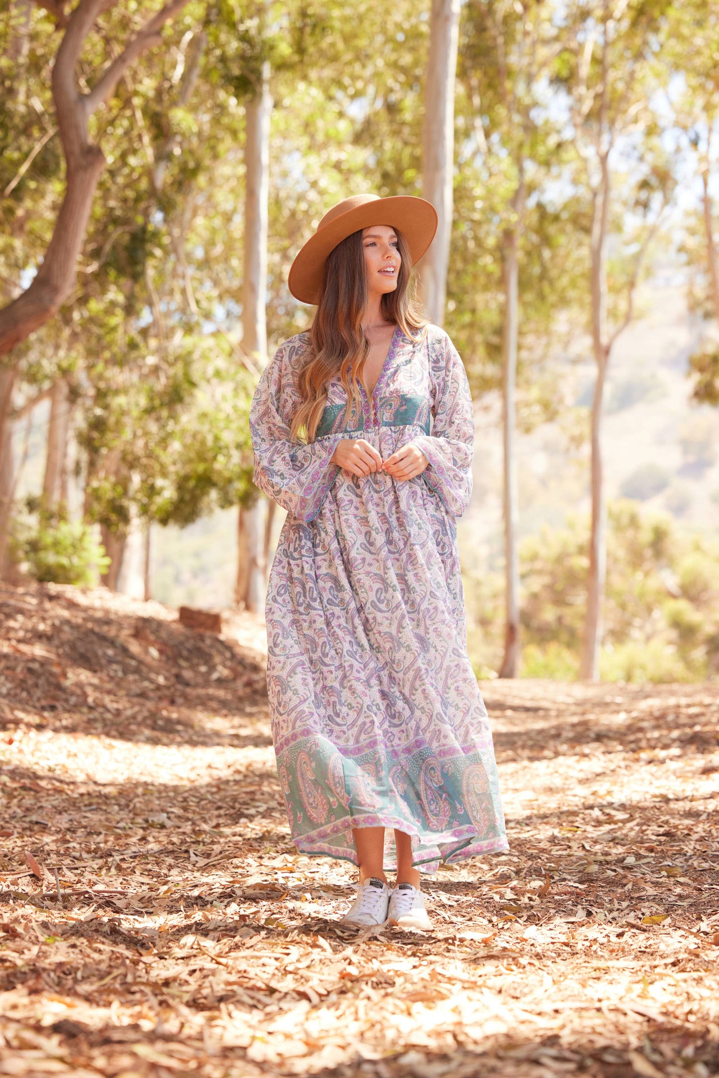 Jade Printed Maxi Dress Teal: M/L
