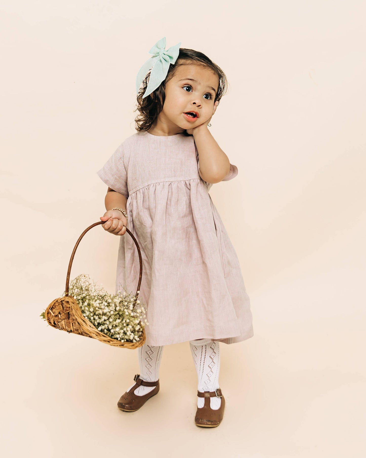 Linen Girl Dress: Mauve / 5T