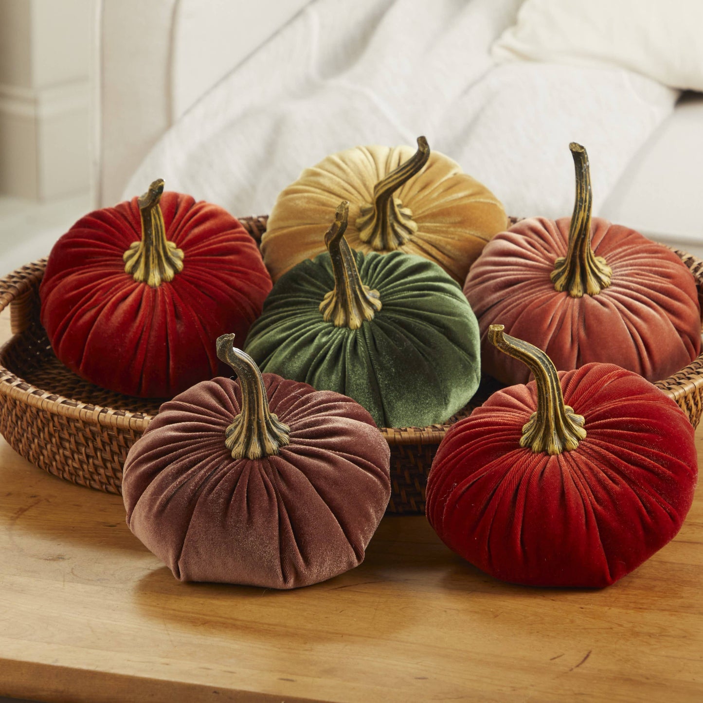 Your Heart's Content - USA Made - Pumpkin Large Velvet, Fall Decor: Luxe Clover Green