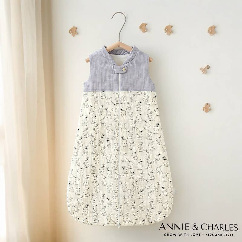 Annie & Charles® - Made in Austria - 100% organic muslin sleeping bag: Beige/heart / S (up to 6 months)