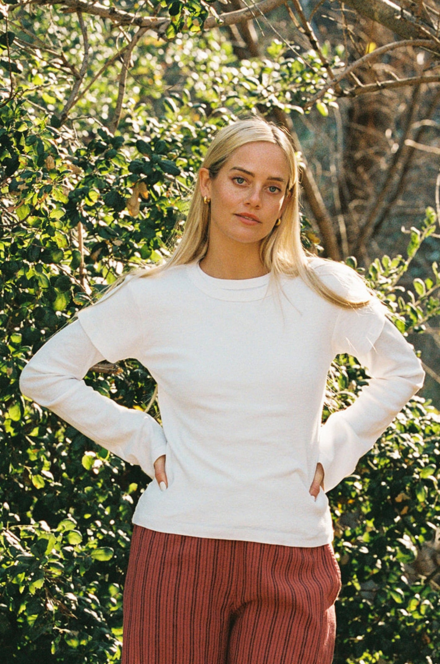 LA Relaxed - Organic Cotton Vintage Slub Long Sleeve: White
