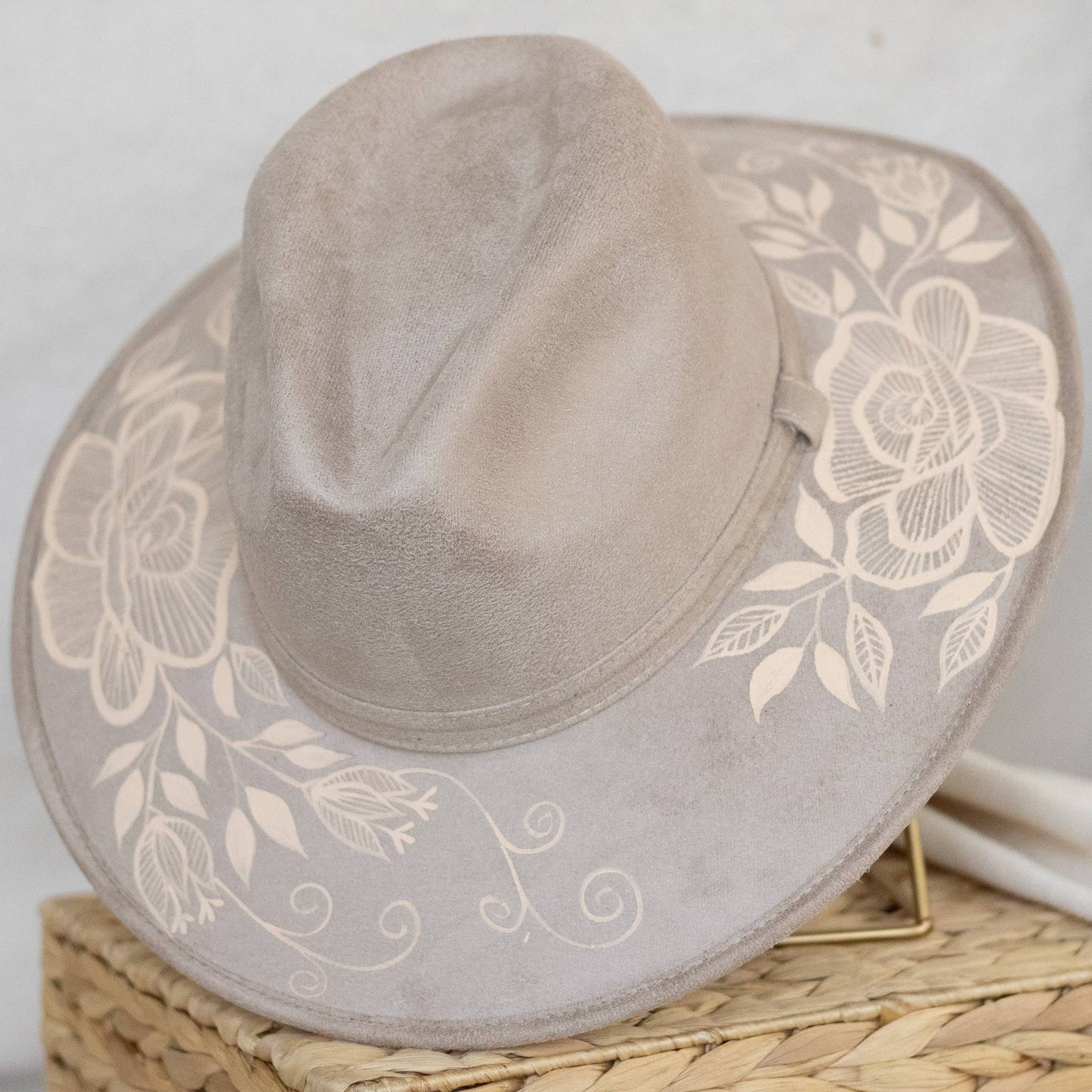 Origin Mexico - Rosario Hand Painted Western Boho Hat - Tan and Sand