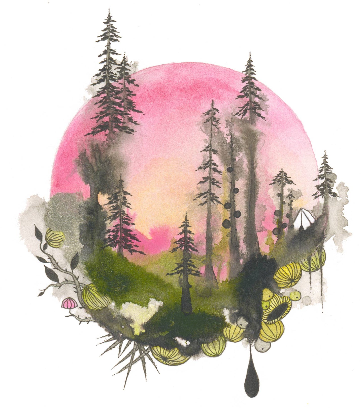 Melissa Moss Art - Asheville based artist - The Pink Side of Life - mini print