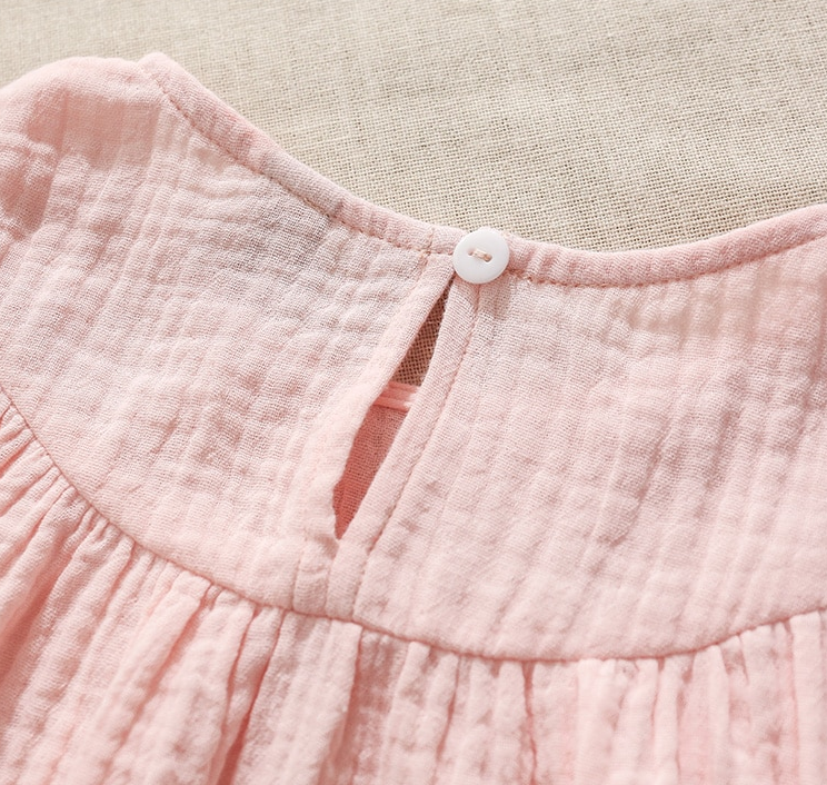 Annie & Charles® organic muslin dress with ruffles: Pink / 5-6Y