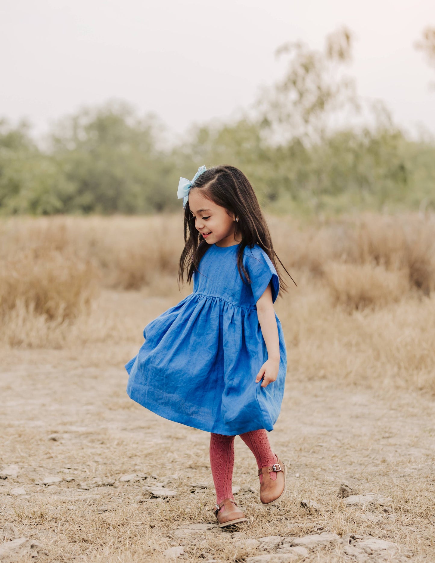 Linen Girl Dress: Mauve / 5T
