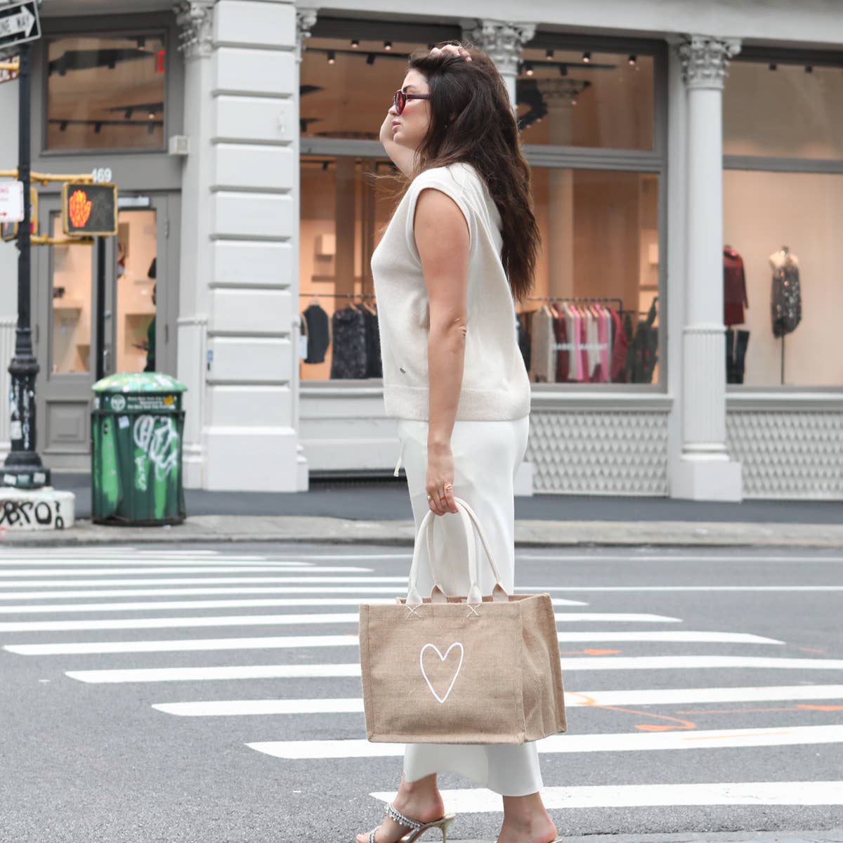 Handmade Burlap Jute • Canvas Tote • Shopping Bag - Love: With Pompom