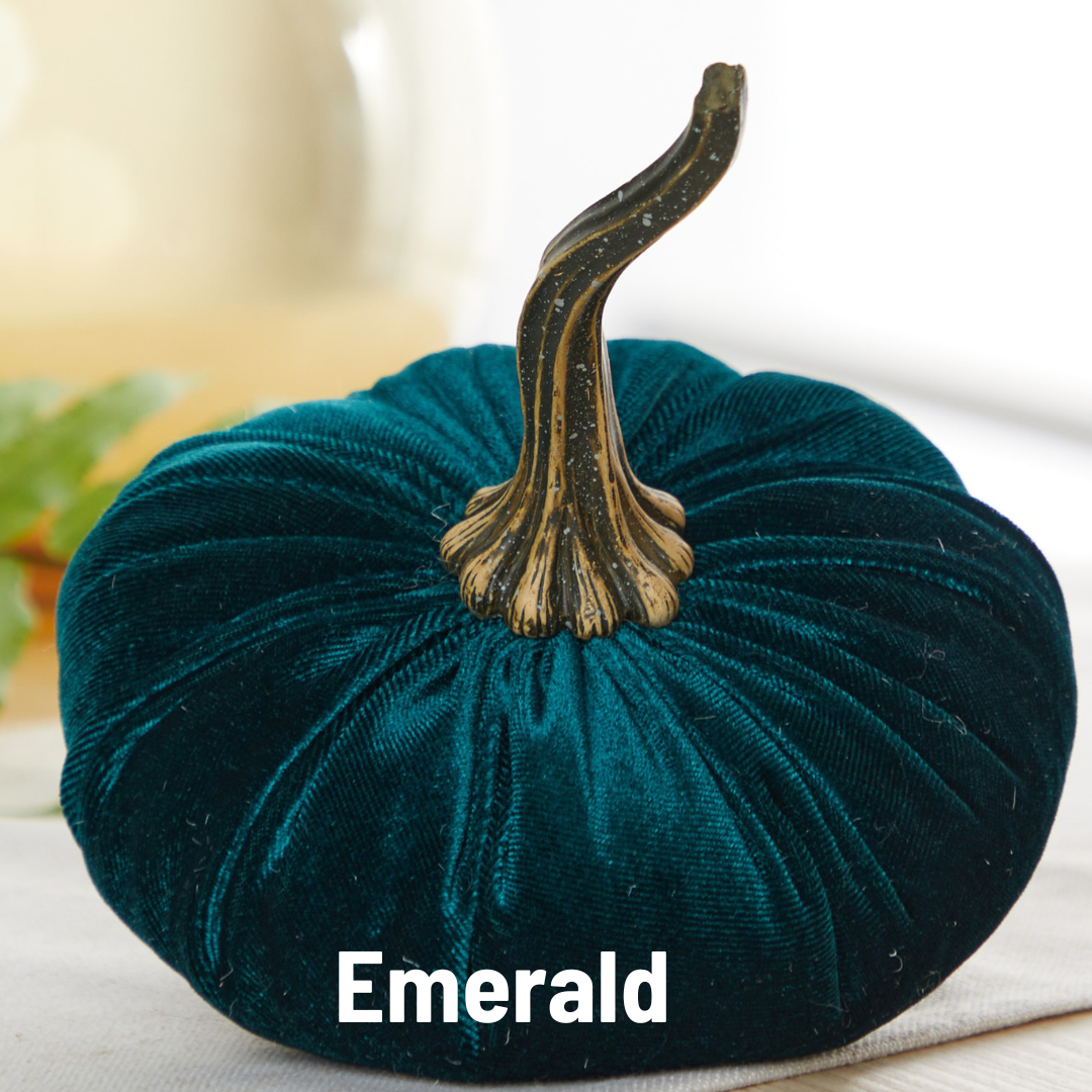 Your Heart's Content - USA Made - Pumpkin Large Velvet, Fall Decor: Luxe Clover Green
