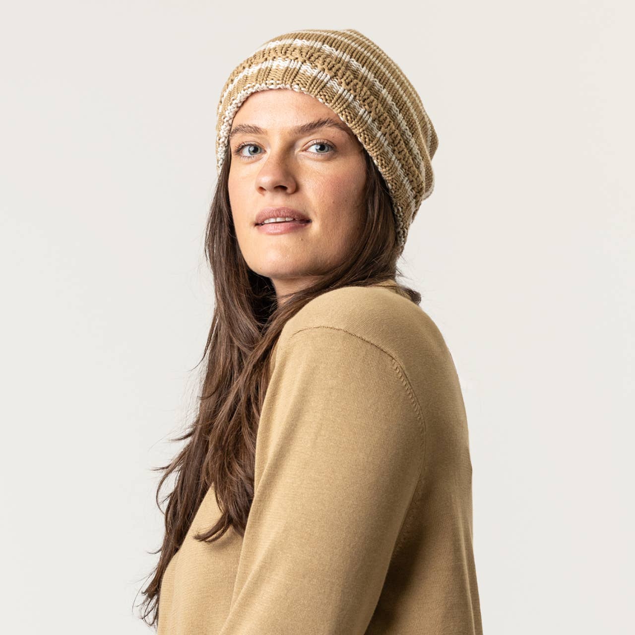 Maggies Organics - Organic Cotton - Chunky Beanie: Pearl Stripe / One Size