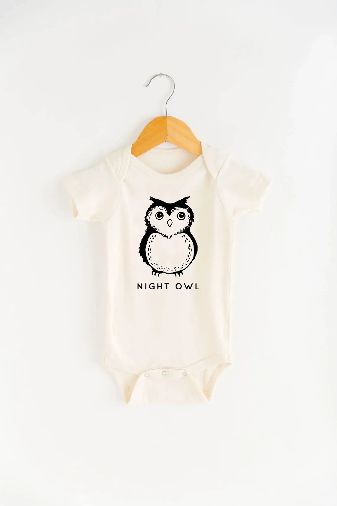 Nature Supply Co. - USA Made - 100% organic cotton - Night Owl Baby Bodysuit | Onesie : Cream