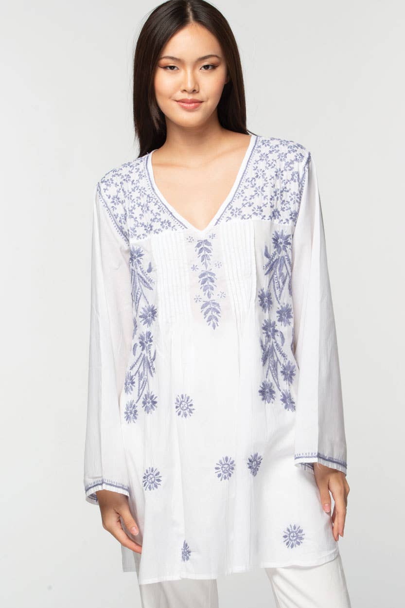 Divya White & Lavender Tunic: Medium