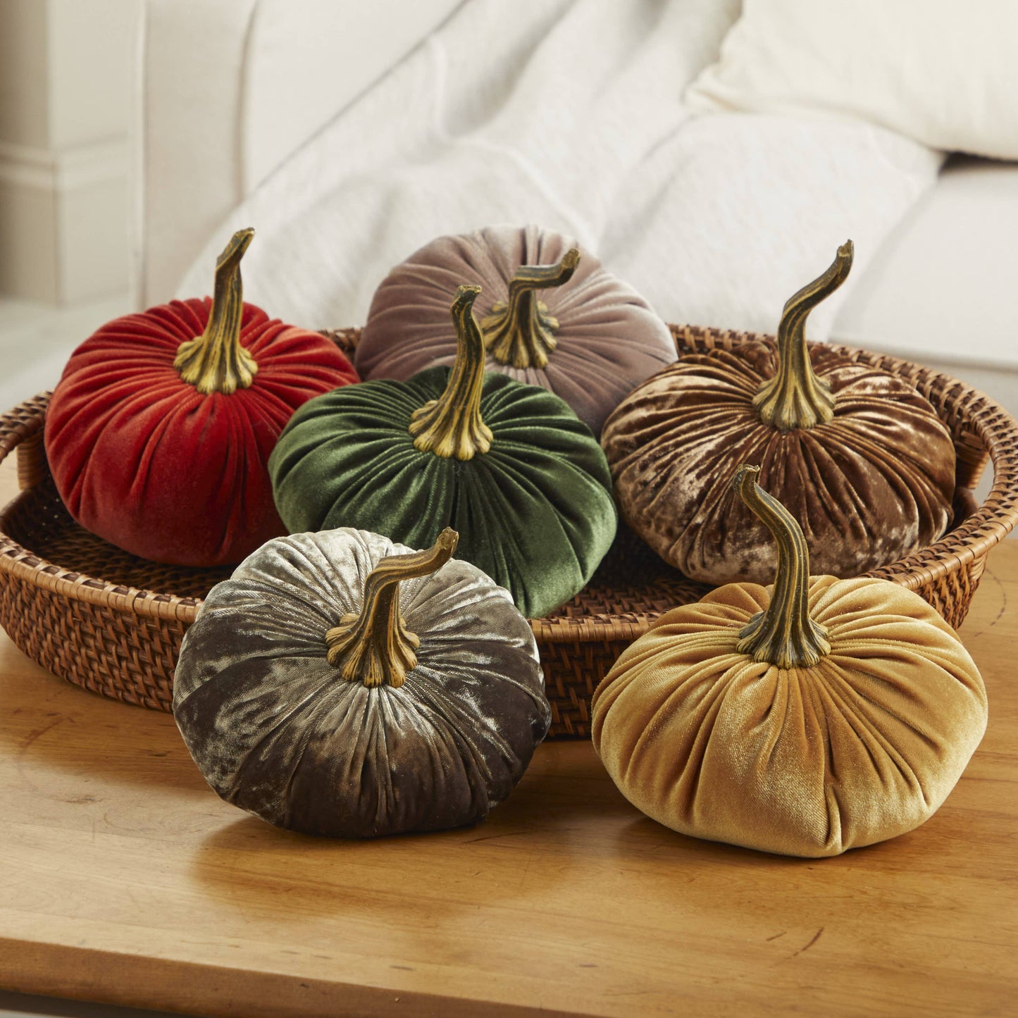 Your Heart's Content - USA Made - Pumpkin Large Velvet, Fall Decor: Luxe Clover Green