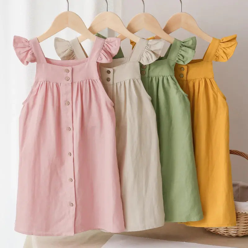 Annie & Charles® - Made in Austria - linen buttoned dress: Verdure