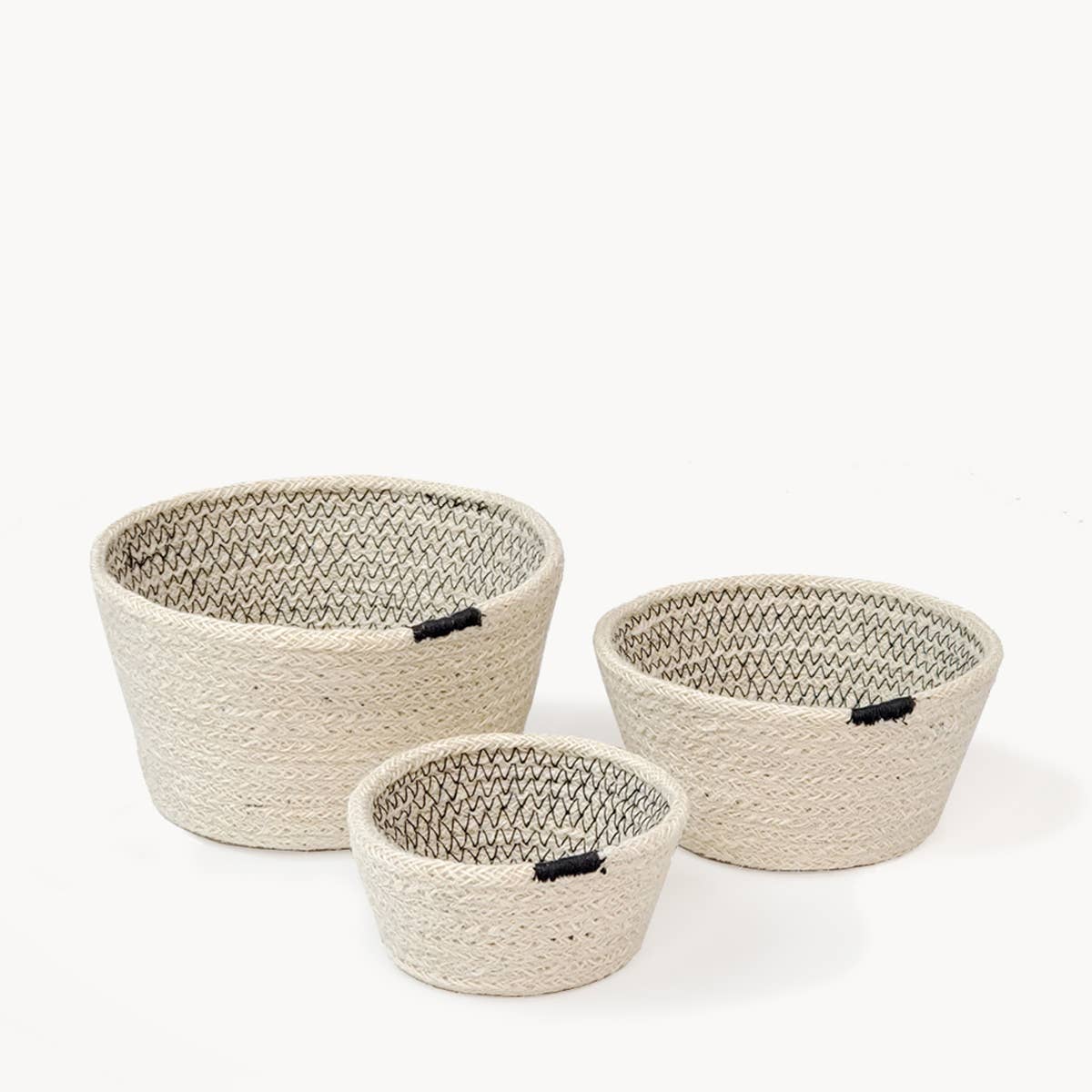 Handwoven Storage Basket l Amari Bowl in Black-Set of 3