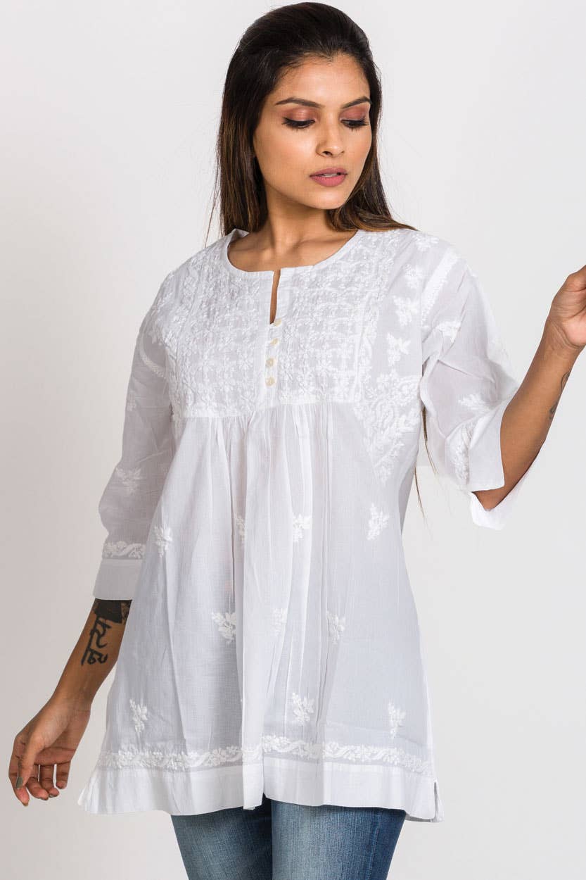 Tarika White Embroidered Tunic