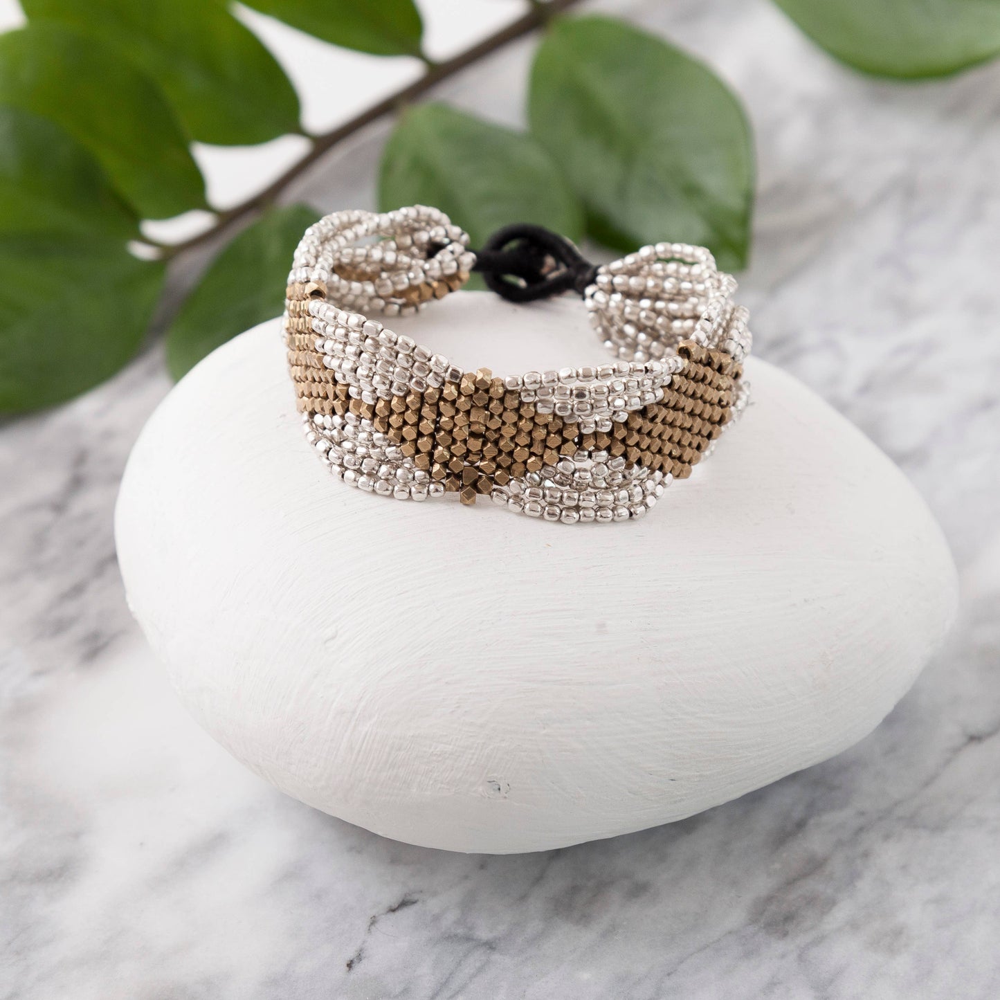 Baizaar - Fair Trade - Two Tone Triple Diamond Bracelet