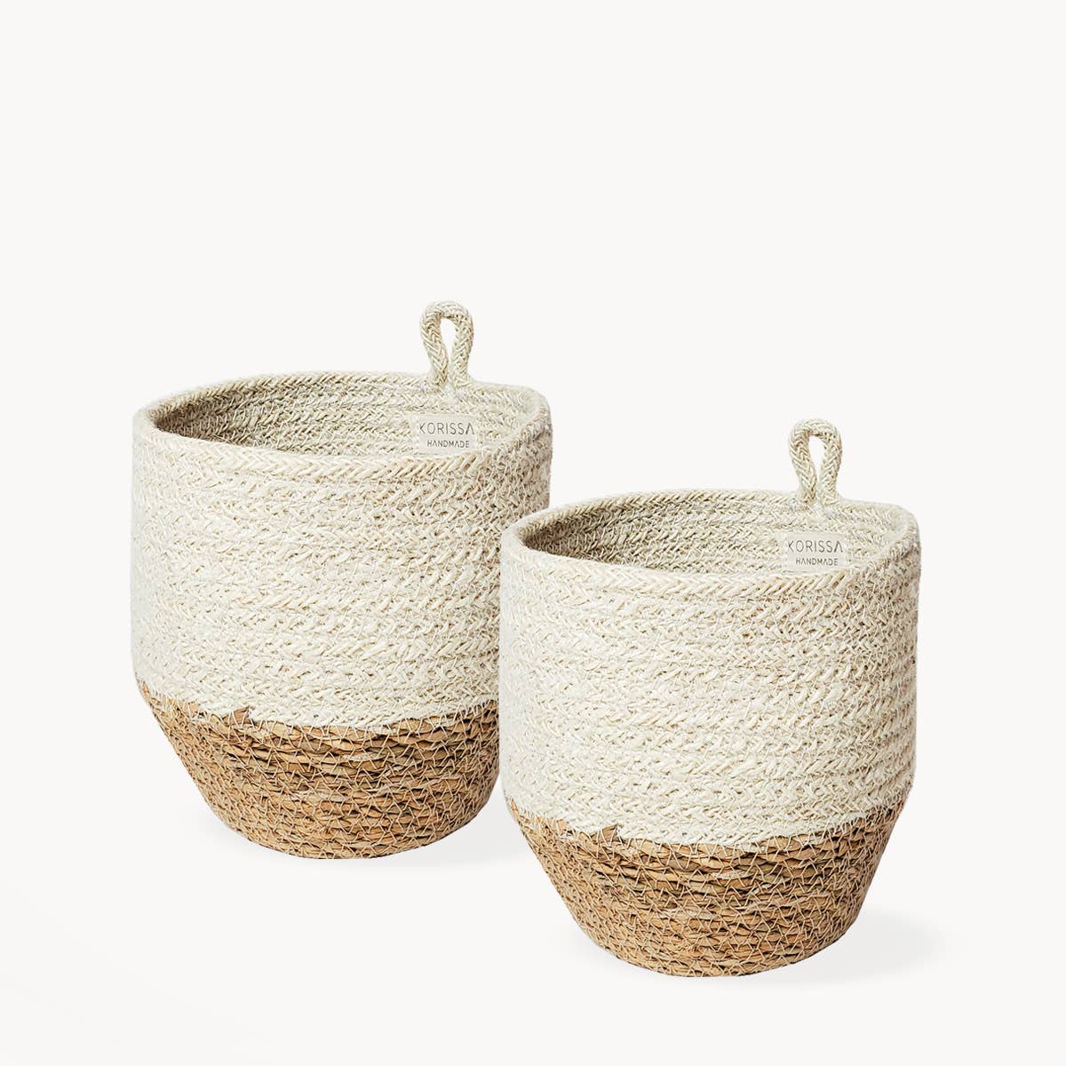 KORISSA - Fair Trade - Handwoven Wall Basket l Amari Loop Bin - Natural-Set of 2