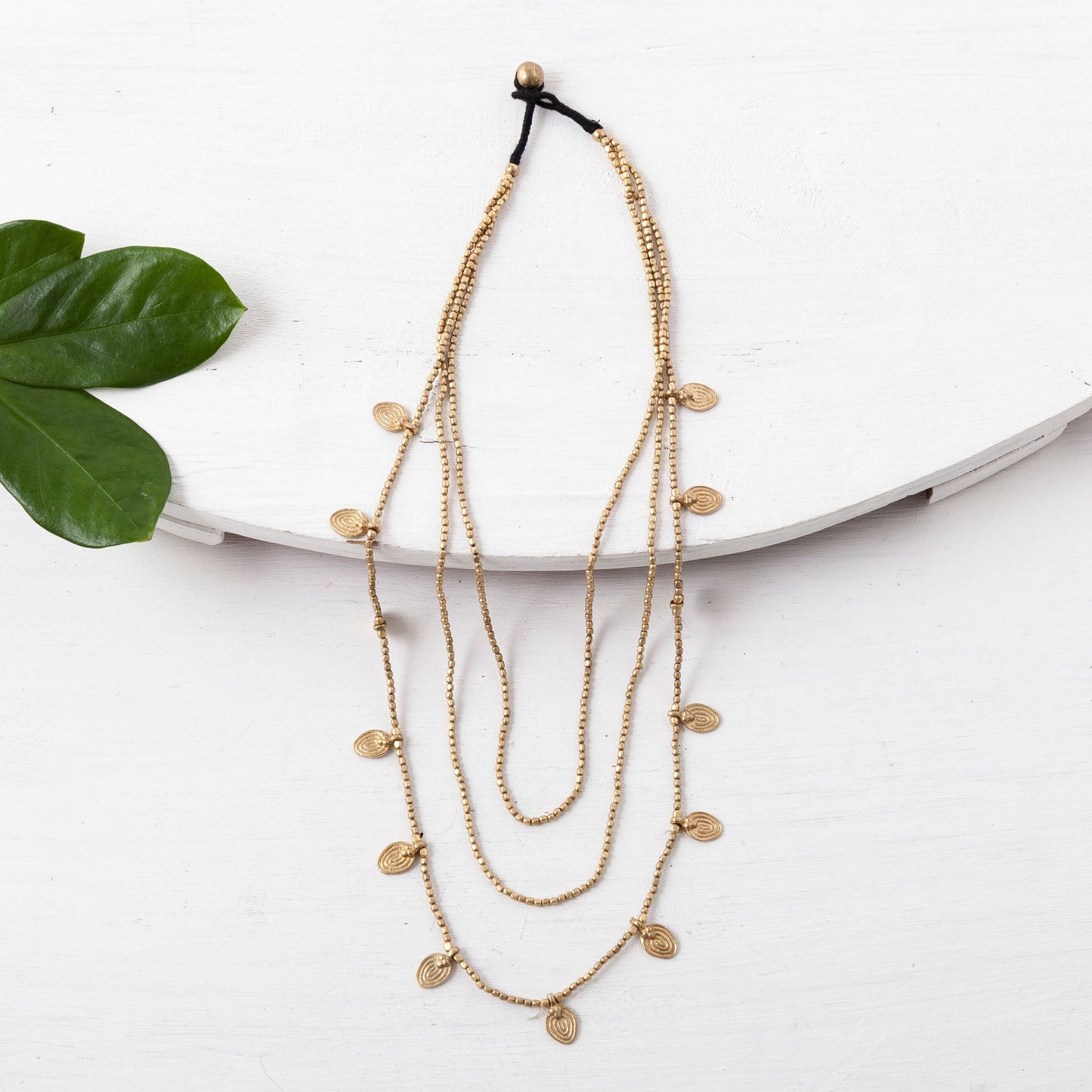 3 Strand Brass Beaded Necklace