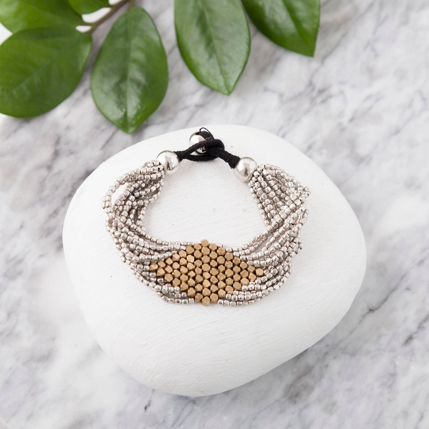 Baizaar - Two Tone Brass Diamond Bracelet