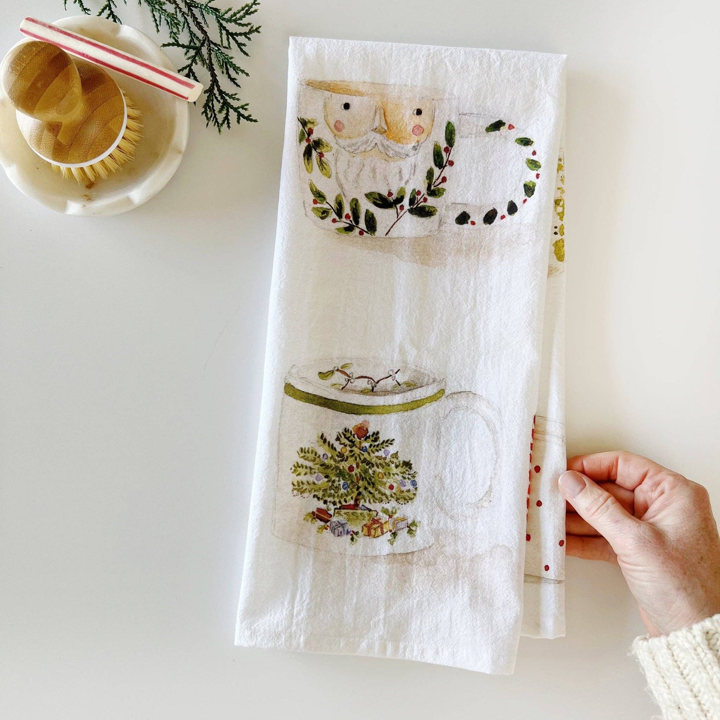 Emily Lex - Christmas mugs tea towel