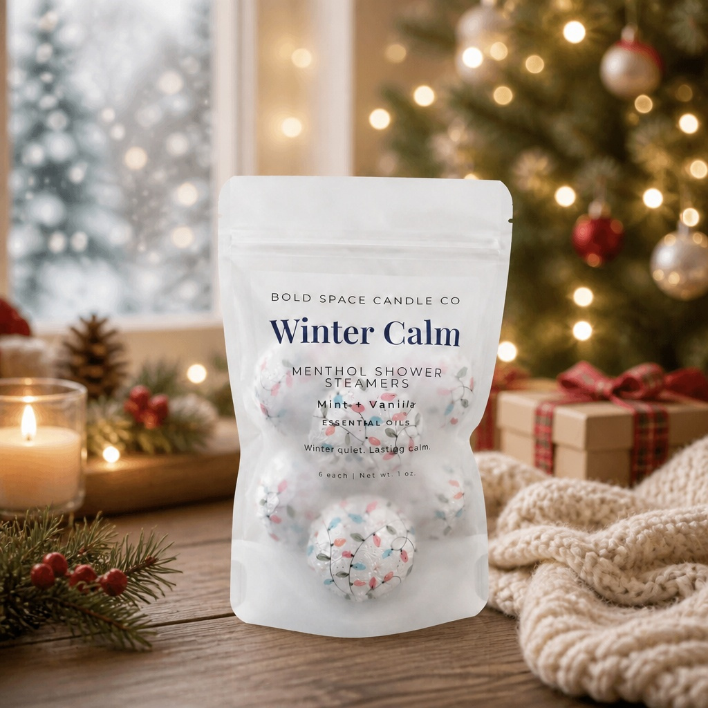 Bold Space Candle Co. Winter Calm | Menthol Shower Steamers | Mint + Vanilla 6 pk