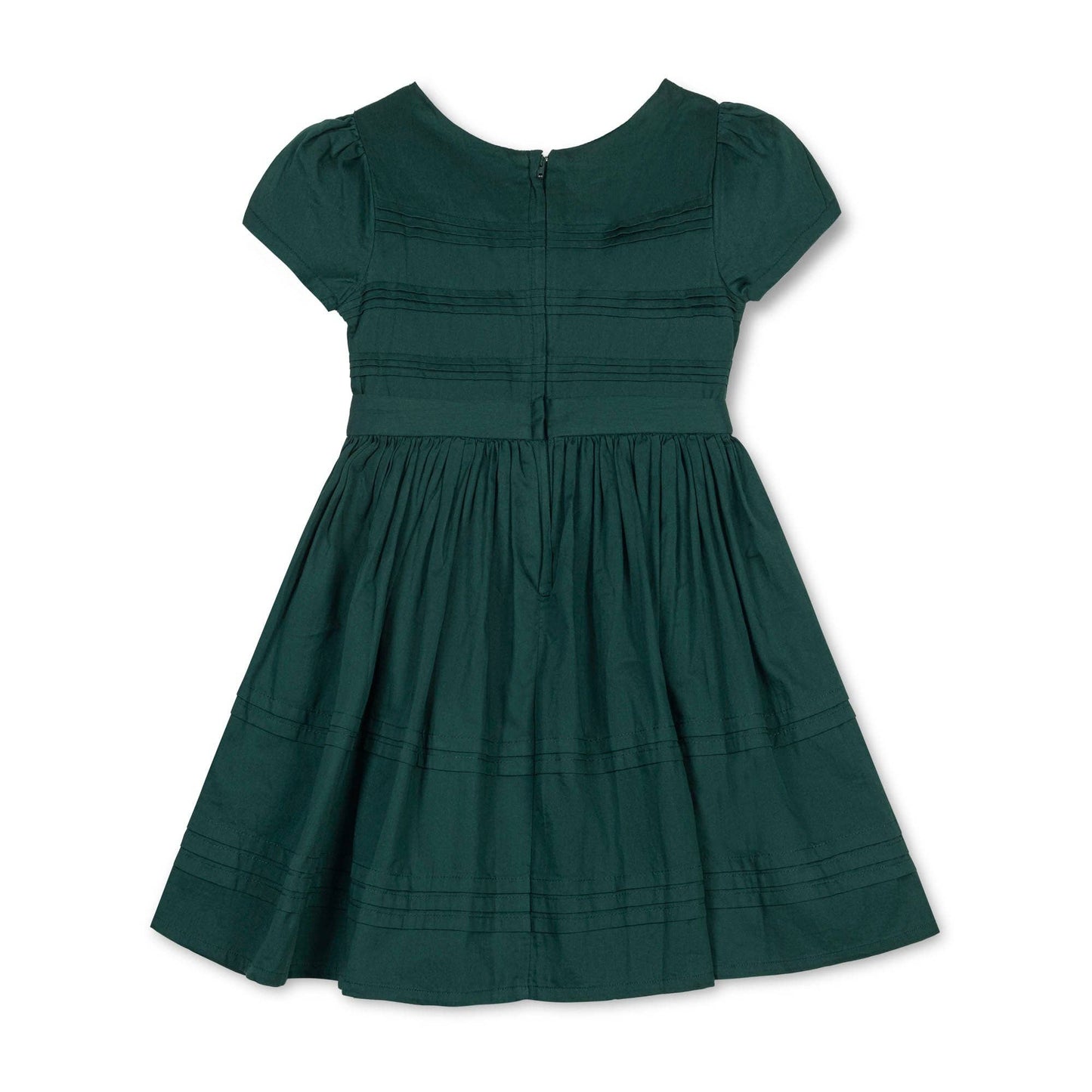 Hope & Henry - Organic Pleated Sateen Party Dress: Deep Green