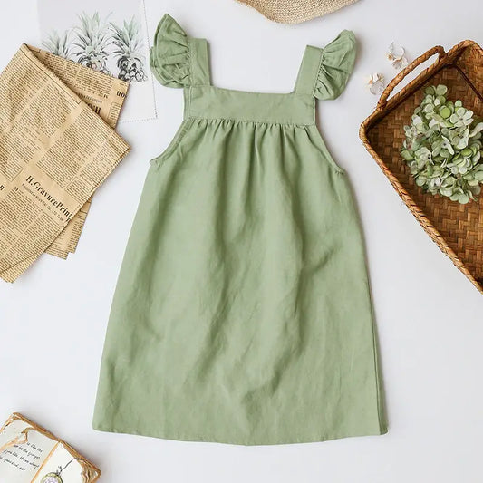 Annie & Charles® - Made in Austria - linen buttoned dress: Verdure