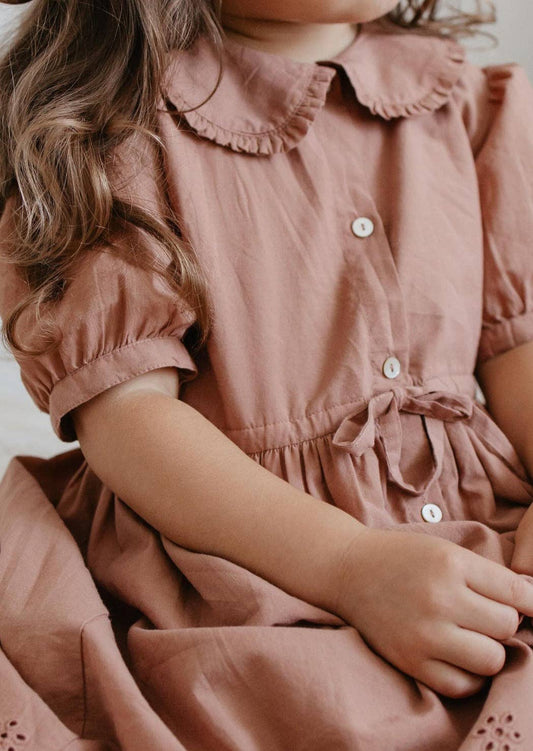 Le Petit Lapin Aurora | Ruffle Collar Cotton Dress | Chocolat: 100% Cotton