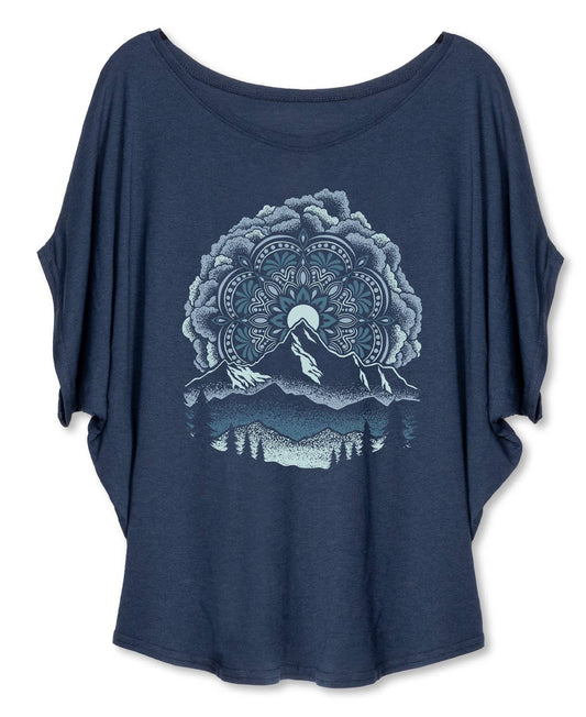 Soul Flower - USA Made - Summit Solstice Mandala Bamboo Viscose Dolman Top