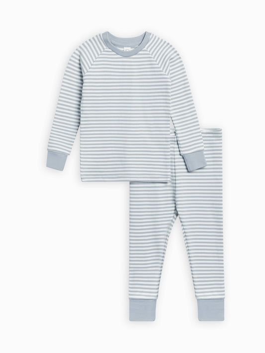 Colored Organics - 2 Piece Long Sleeve Jammie Set - Stripe Collection: Mist Stripe
