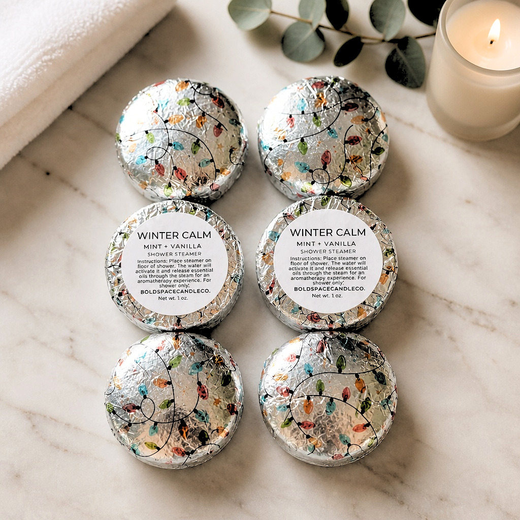 Bold Space Candle Co. Winter Calm | Menthol Shower Steamers | Mint + Vanilla 6 pk