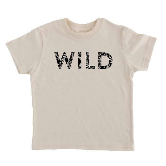 Nature Supply Co. USA Made - Organic Cotton WILD T shirt- Kids Graphic Tee : Cream