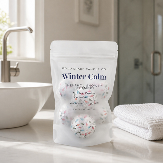 Bold Space Candle Co. Winter Calm | Menthol Shower Steamers | Mint + Vanilla 6 pk