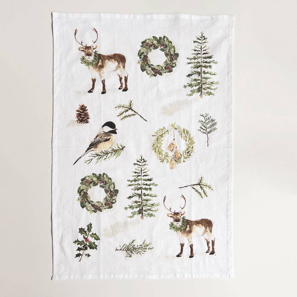 Emily Lex - Evergreen Christmas tea towel