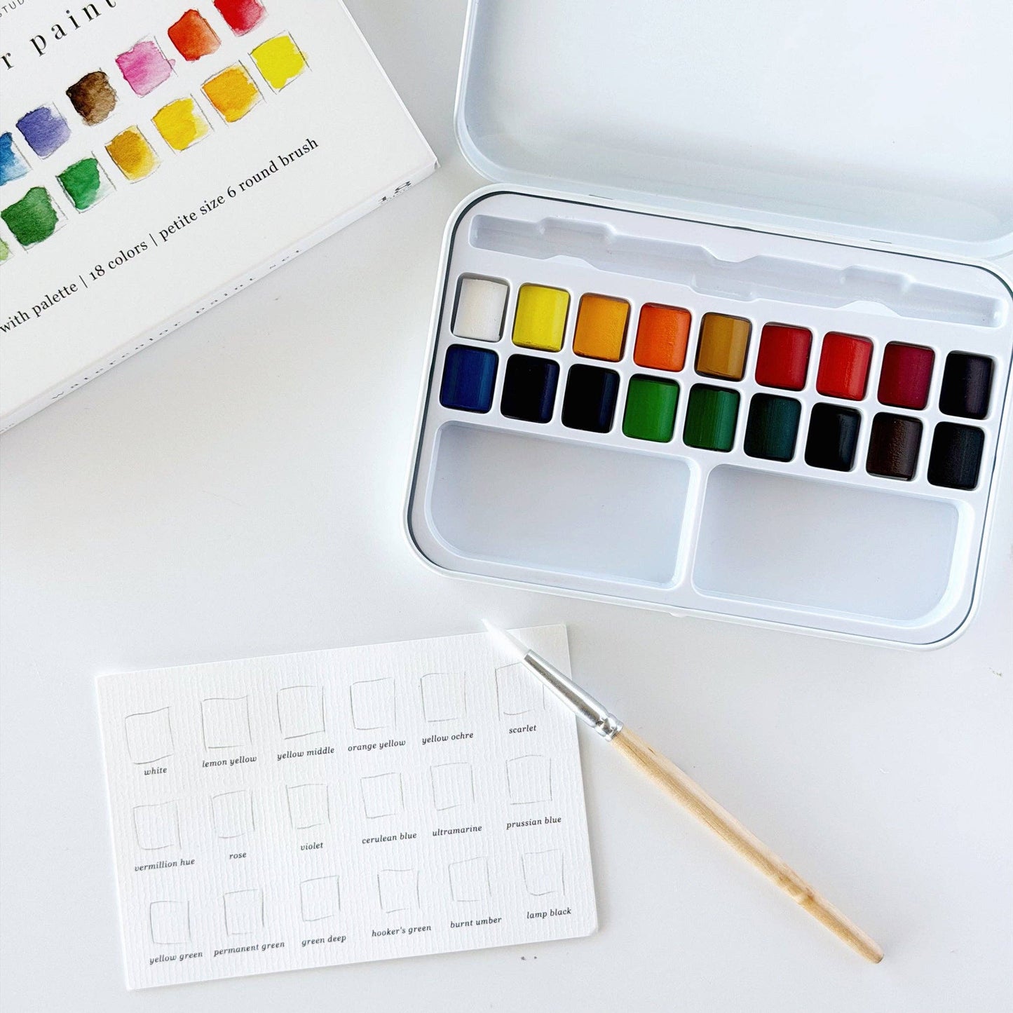 Emily Lex - Watercolor paint set 18 colors with brush