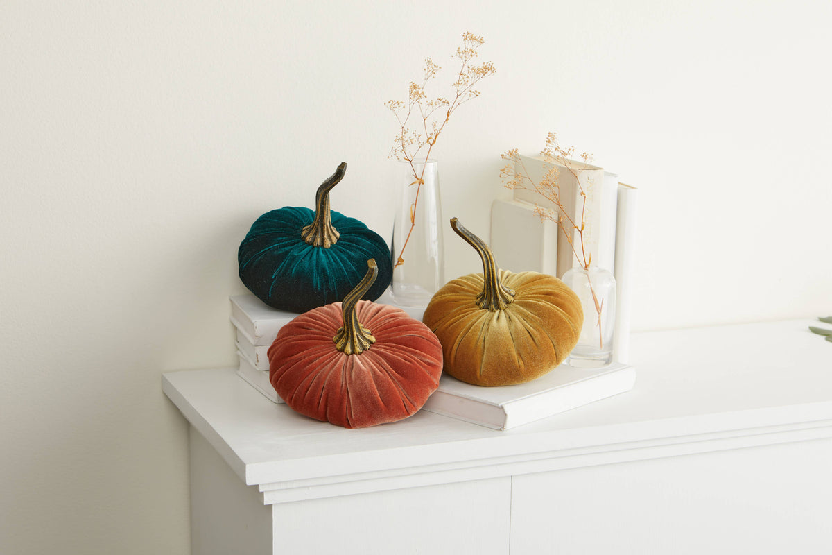 Your Heart's Content - USA Made - Pumpkin Large Velvet, Fall Deco Luxe Burnt Orange