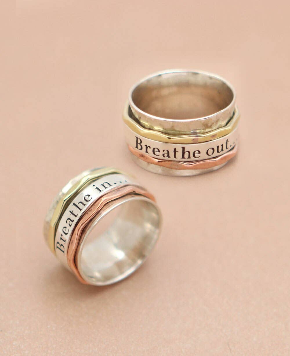 Breathe In, Breathe Out Spinning Meditation Ring: Size 7