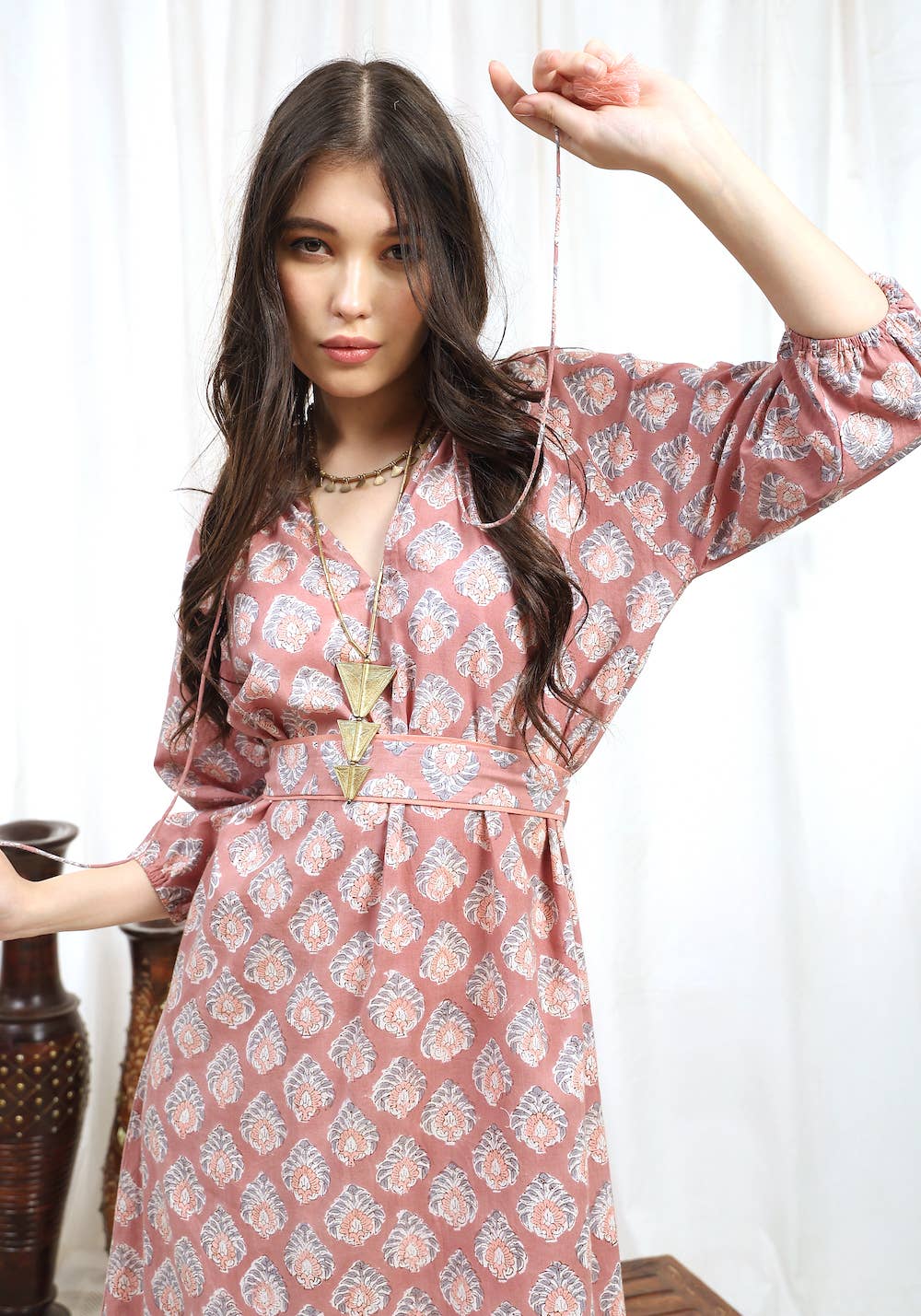 The Fox & The Mermaid - Block Printed Cotton Dress (Kaishori)