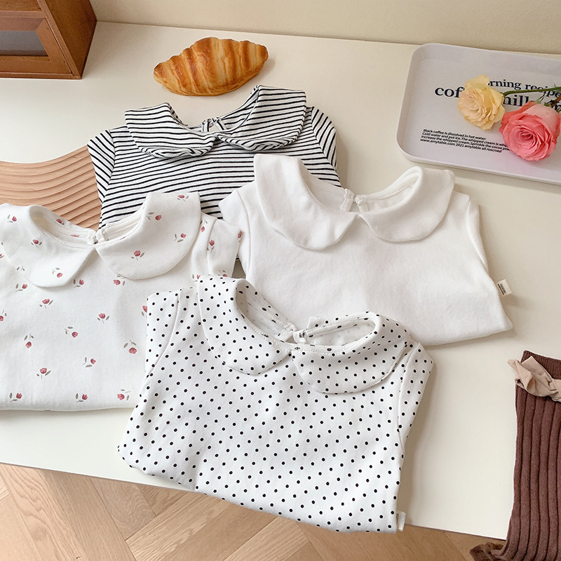 Annie & Charles® NAOMI cotton baby bodysuit: White/flower