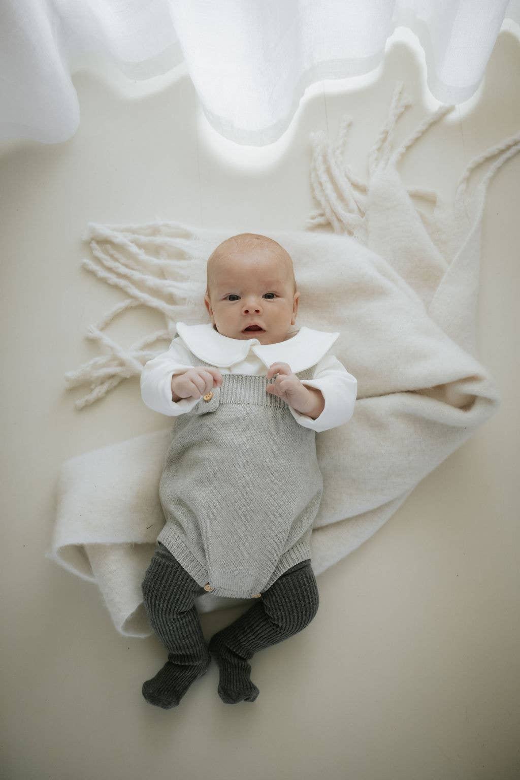 Annie & Charles® NAOMI cotton baby bodysuit: White-blue/striped